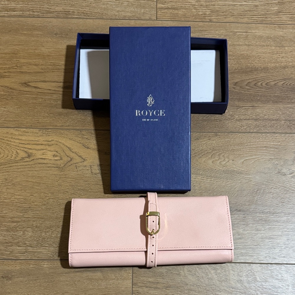 ROYCE New York Blush Pink Leather Jewelry Organizer